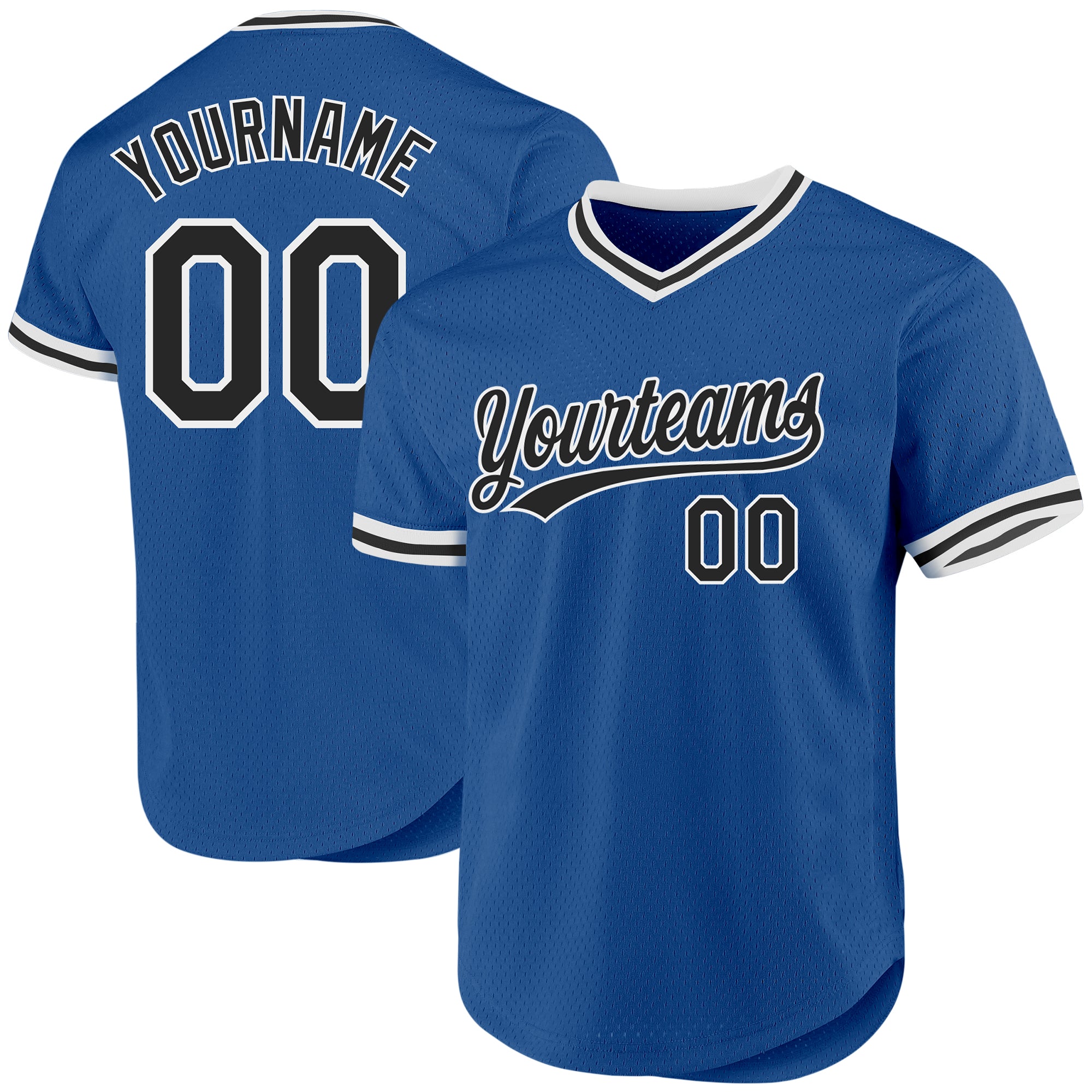 Custom Name and Number Personalized Blue Black-White Authentic Throwback Baseball Jersey Personalized Blue Black-White Authentic