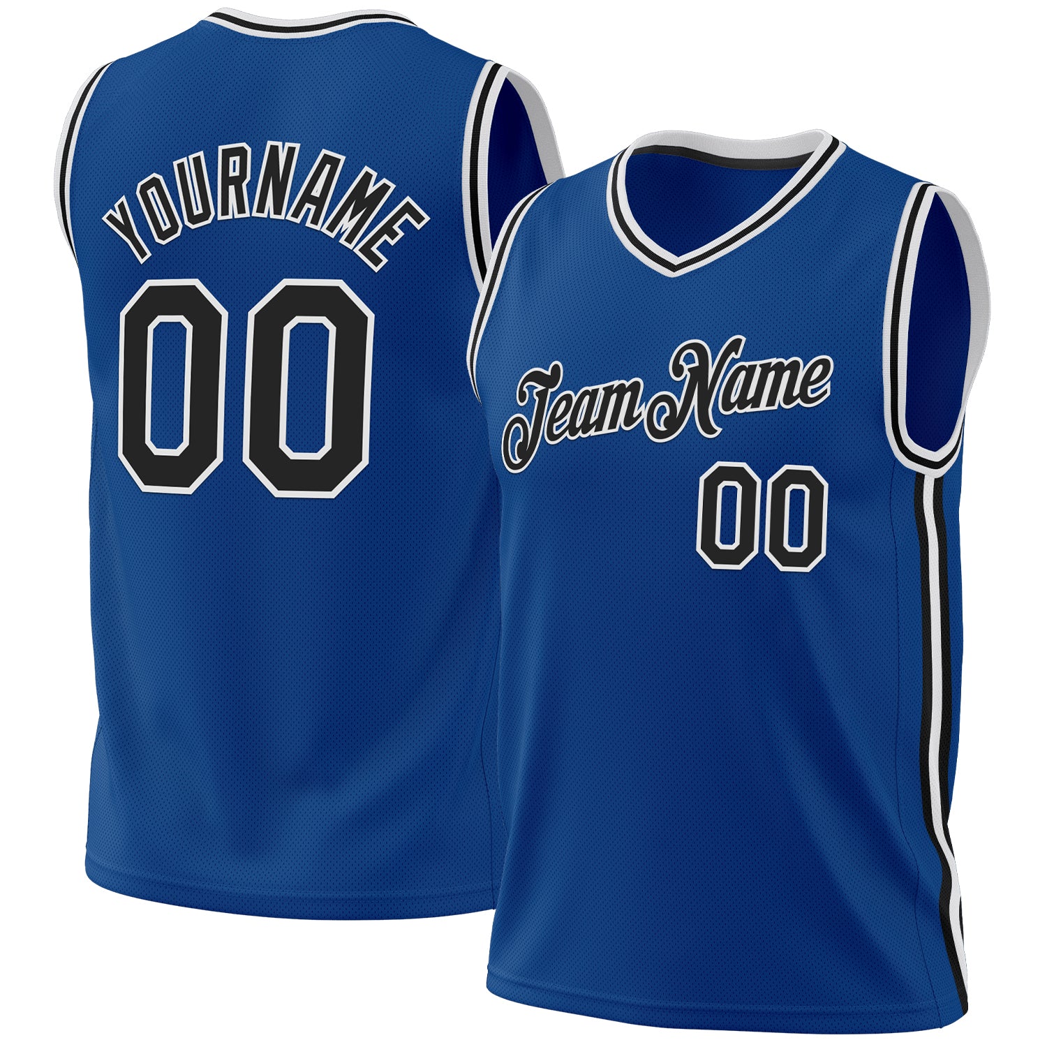 Personalized Authentic Basketball Jersey - Blue Black White Throwback Design Personalized Blue Black-White Authentic Throwback