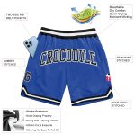Custom Team Name and Number Personalized Blue Black-White Basketball Shorts Authentic Throwback Design Personalized Blue