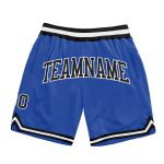 Custom Team Name and Number Personalized Blue Black-White Basketball Shorts Authentic Throwback Design Personalized Blue