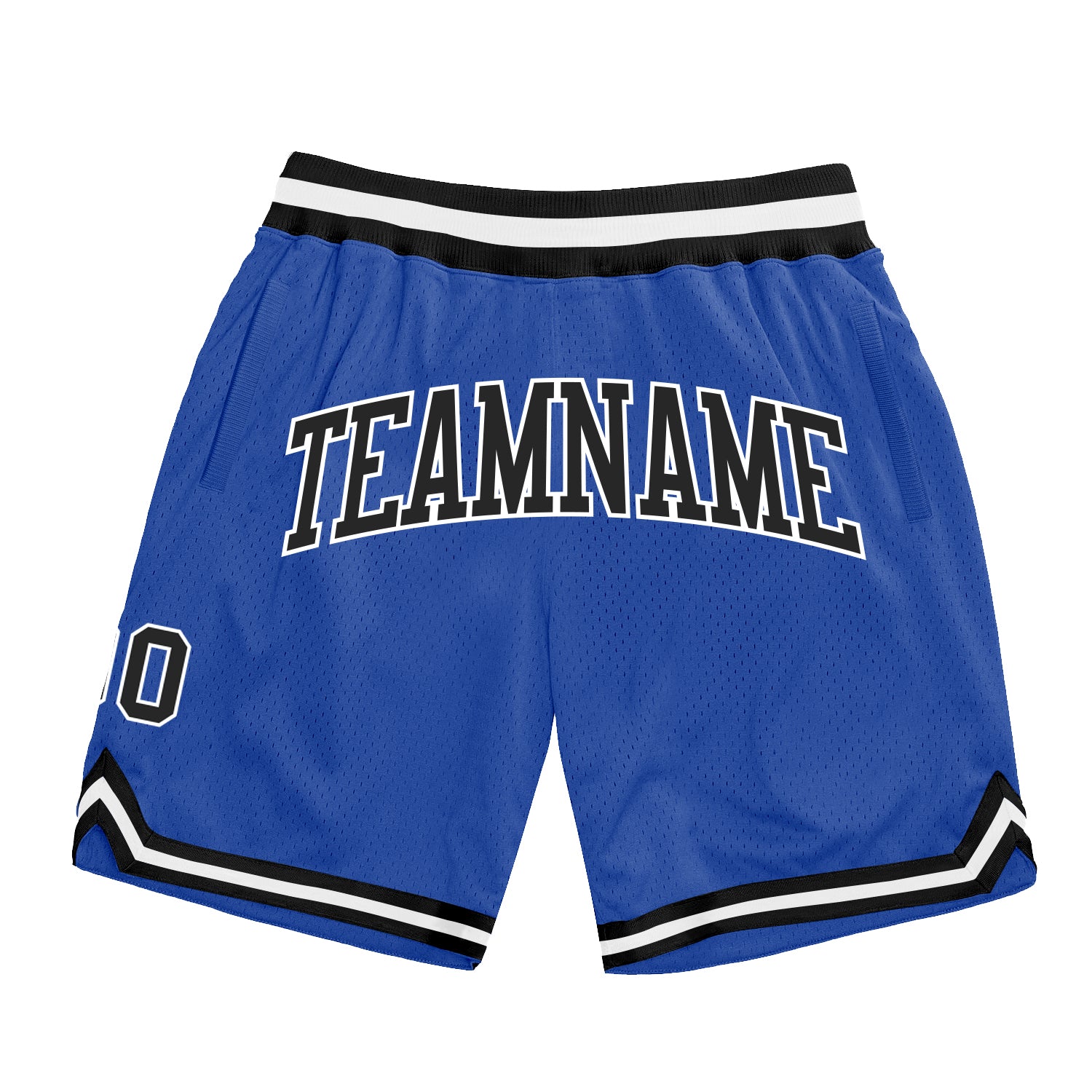 Custom Team Name and Number Personalized Blue Black-White Basketball Shorts Authentic Throwback Design Personalized Blue