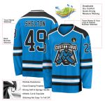 Custom Name and Number Personalized Hockey Jersey - Blue Black-White Team Jersey Personalized Blue Black-White Hockey Jersey