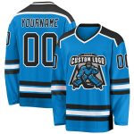 Custom Name and Number Personalized Hockey Jersey - Blue Black-White Team Jersey Personalized Blue Black-White Hockey Jersey