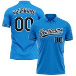 Personalized Performance Vapor Golf Polo Shirt in Blue Black-White Personalized Blue Black-White Performance Vapor Golf Polo
