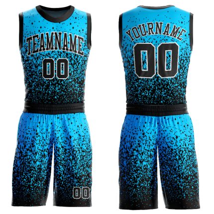 Personalized Basketball Jersey in Blue Black-White Round Neck Sublimation Design Personalized Blue Black-White Round Neck