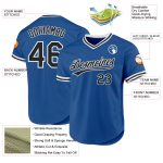 Custom Personalized Blue Black-White Throwback Baseball Jersey Personalized Blue Black-White Throwback Baseball Jersey