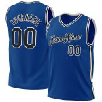 Custom Blue Black White Throwback Basketball Jersey for Men and Women Personalized Blue Black-White Throwback Basketball