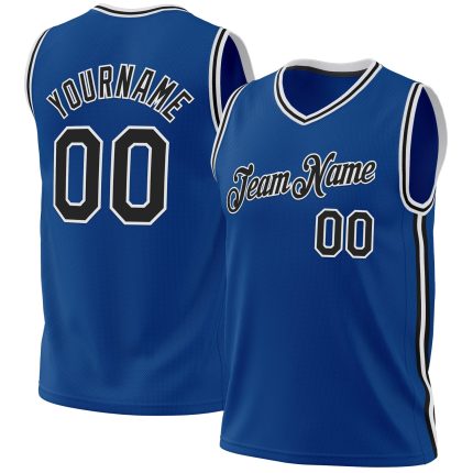 Custom Blue Black White Throwback Basketball Jersey for Men and Women Personalized Blue Black-White Throwback Basketball