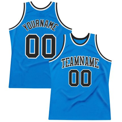 Personalized Blue Black White Throwback Basketball Jersey for Men and Women Personalized Blue Black-White Throwback Basketball