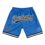 Personalized Black and White Throwback Basketball Shorts - Custom Blue Design Personalized Blue Black-White Throwback Basketball