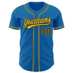 Custom Name and Number Personalized Authentic Baseball Jersey in Blue Black-Yellow Personalized Blue Black-Yellow Authentic
