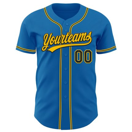 Customizable Blue Black Yellow Baseball Jersey for Adults and Kids Personalized Blue Black-Yellow Baseball Jersey