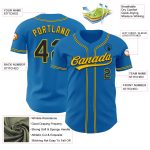 Customizable Blue Black Yellow Baseball Jersey for Adults and Kids Personalized Blue Black-Yellow Baseball Jersey