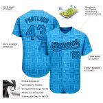 Custom Name and Number Authentic Baseball Jersey - Personalized Blue-Black 3D Pattern Design Personalized Blue Blue-Black