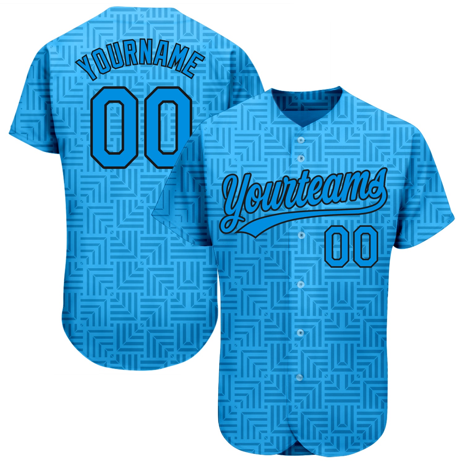 Custom Name and Number Authentic Baseball Jersey - Personalized Blue-Black 3D Pattern Design Personalized Blue Blue-Black