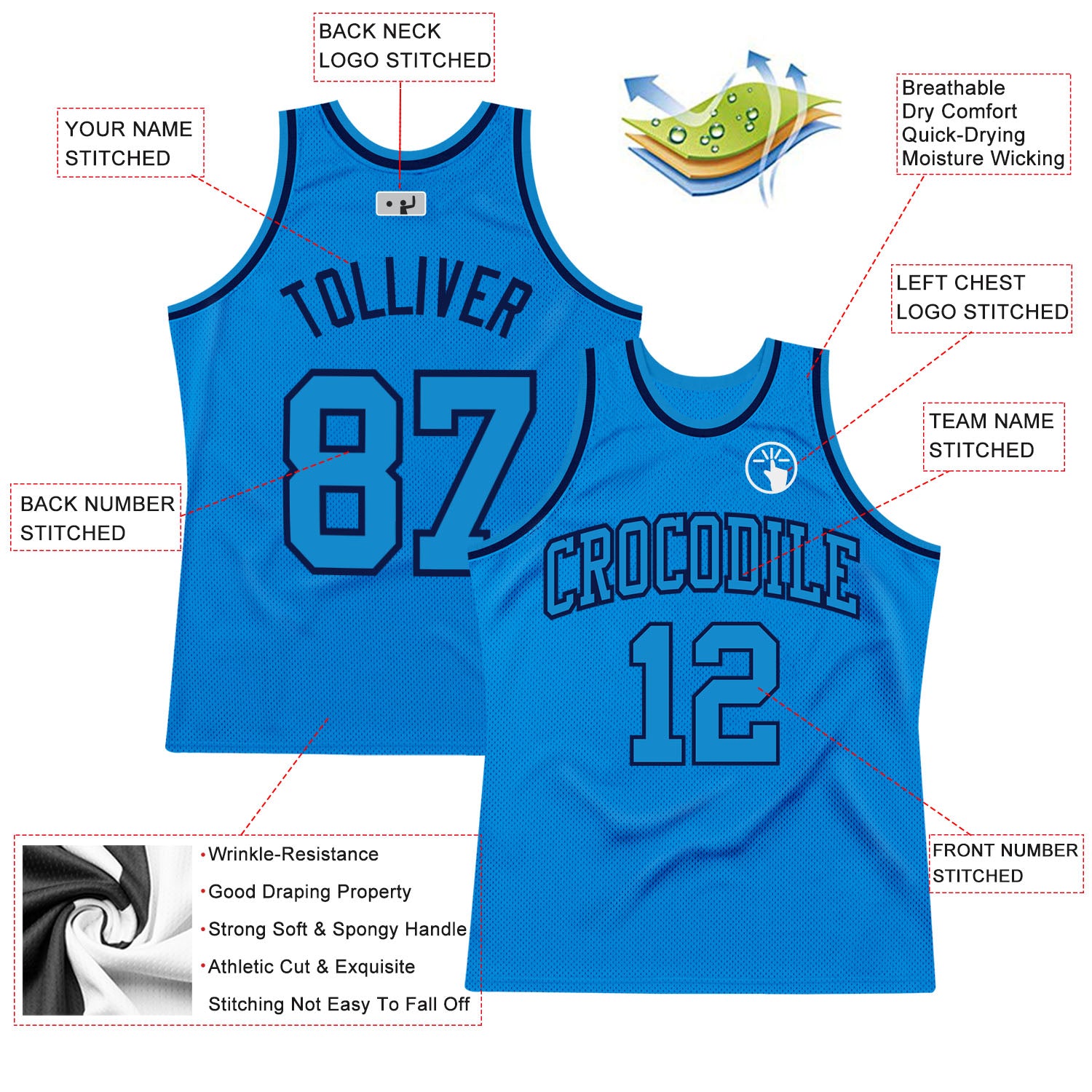 Personalized Blue Blue-Navy Throwback Basketball Jersey Personalized Navy Blue Throwback Basketball Jersey for Men and Women Personalized Blue Blue-Navy Throwback Basketball Jersey - Image 2