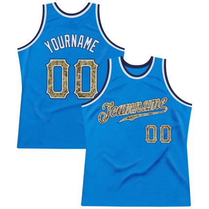Personalized Camo Basketball Jersey - Blue Navy Throwback Design Personalized Blue Camo-Navy Throwback Basketball Jersey