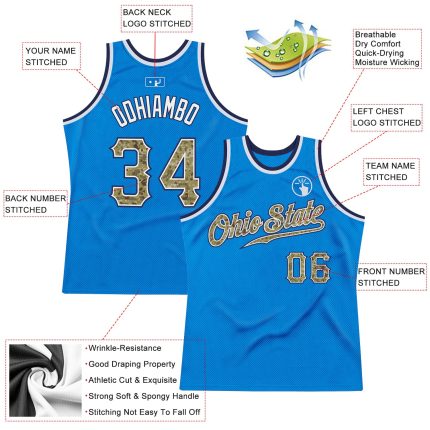 Personalized Camo Basketball Jersey - Blue Navy Throwback Design Personalized Blue Camo-Navy Throwback Basketball Jersey