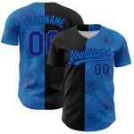 Custom Gothic Style Rose Baseball Jersey with 3D Blue Dark Purple-Black Pattern - Personalized Name & Number Personalized