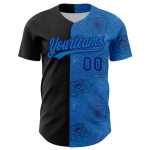 Custom Gothic Style Rose Baseball Jersey with 3D Blue Dark Purple-Black Pattern - Personalized Name & Number Personalized