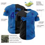 Custom Gothic Style Rose Baseball Jersey with 3D Blue Dark Purple-Black Pattern - Personalized Name & Number Personalized