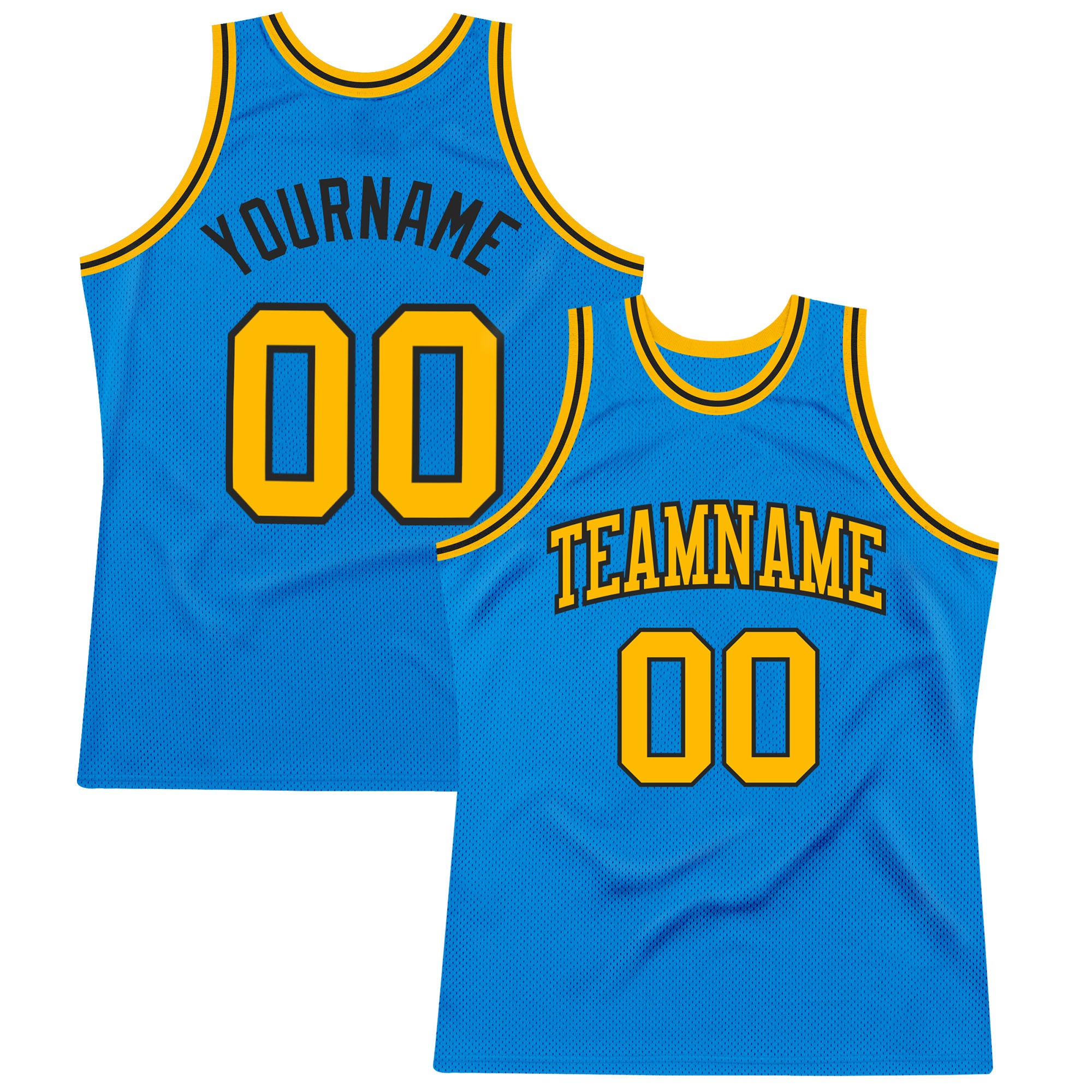 Custom Basketball Jersey with Personalized Name & Number - Blue Gold-Black Authentic Throwback Style Personalized Blue Gold-Black