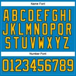 Custom Name and Number Blue Gold-Black Lace Neck Hockey Jersey - Personalized Team Gear Personalized Blue Gold-Black Hockey