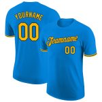 Personalized Performance T-Shirt in Blue Gold-Black for Men and Women Personalized Blue Gold-Black Performance T-Shirt