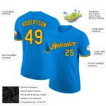 Personalized Performance T-Shirt in Blue Gold-Black for Men and Women Personalized Blue Gold-Black Performance T-Shirt