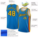 Custom Team Basketball Jersey with Personalized Name & Number - Blue Gold Black Side Stripes Authentic City Edition Personalized