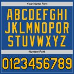 Personalized Throwback Baseball Jersey in Blue, Gold, and Black Personalized Blue Gold-Black Throwback Baseball Jersey