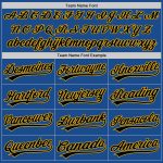 Personalized Throwback Baseball Jersey in Blue, Gold, and Black Personalized Blue Gold-Black Throwback Baseball Jersey