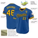 Personalized Throwback Baseball Jersey in Blue, Gold, and Black Personalized Blue Gold-Black Throwback Baseball Jersey