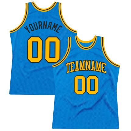 Personalized Blue and Gold Throwback Basketball Jersey - Custom Sports Apparel Personalized Blue Gold-Black Throwback Basketball