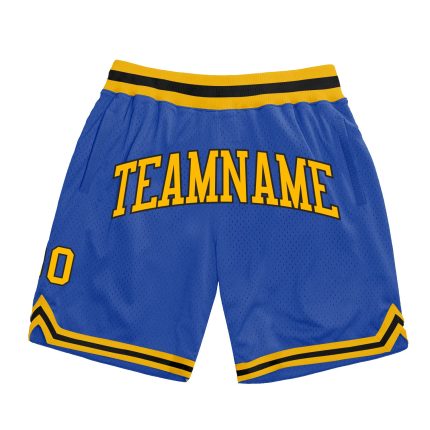 Personalized Blue Gold Black Basketball Shorts for Throwback Style Personalized Blue Gold-Black Throwback Basketball Shorts
