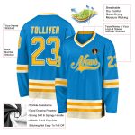 Custom Blue Gold Cream Hockey Jersey for Personalized Sports Apparel Personalized Blue Gold-Cream Hockey Jersey