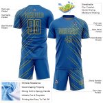 Custom Name and Number Sublimation Soccer Jersey - Personalized Blue and Gold Lines Team Uniform Personalized Blue Gold Lines