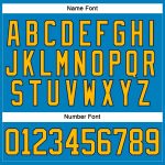 Personalized Blue Gold-Navy Hockey Jersey with Lace Neck Design Personalized Blue Gold-Navy Hockey Lace Neck Jersey