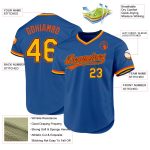 Custom Name and Number Personalized Blue Gold Navy-Orange Baseball Jersey Authentic Throwback Personalized Blue Gold Navy-Orange