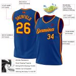 Custom Blue Gold-Red Basketball Jersey with Personalized Name and Number - Authentic Throwback Style Personalized Blue Gold-Red