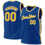 Personalized Blue Gold White Basketball Jersey - Authentic Throwback Design Personalized Blue Gold-White Authentic Throwback