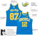 Custom Name Number Blue Gold-White Authentic Throwback Basketball Jersey - Personalized Team Jersey Personalized Blue Gold-White