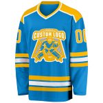 Custom Name Number Blue Gold White Hockey Jersey Personalized Team Apparel Personalized Blue Gold-White Hockey Jersey Team