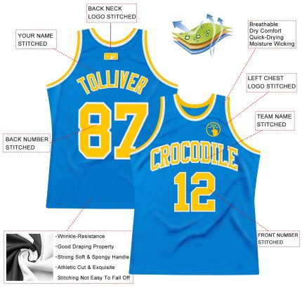 Custom Blue Gold-White Basketball Jersey - Personalized Throwback Style Personalized Blue Gold-White Throwback Basketball