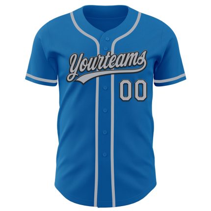 Custom Name and Number Authentic Baseball Jersey in Blue Gray-Black - Personalized Team Jersey Personalized Blue Gray-Black