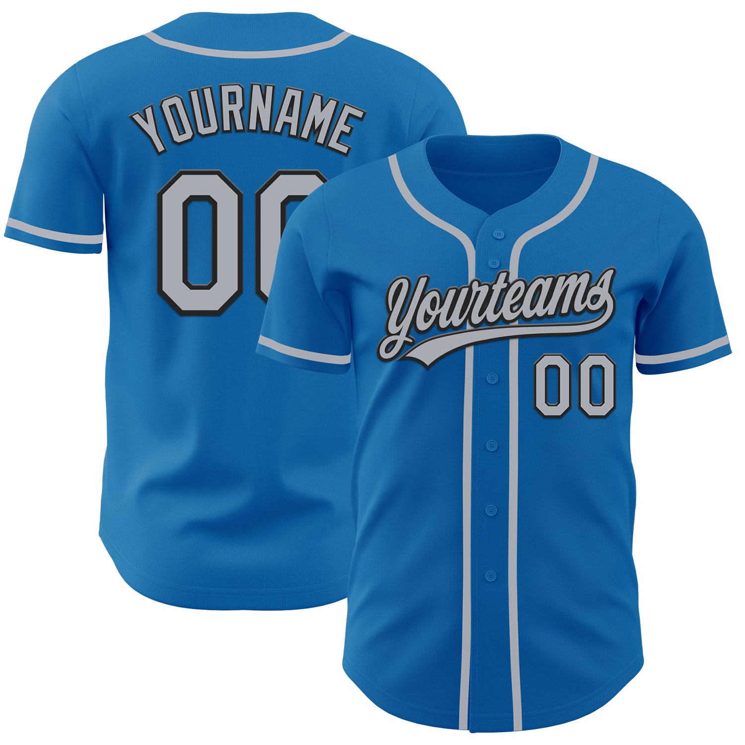 Custom Name and Number Authentic Baseball Jersey in Blue Gray-Black - Personalized Team Jersey Personalized Blue Gray-Black