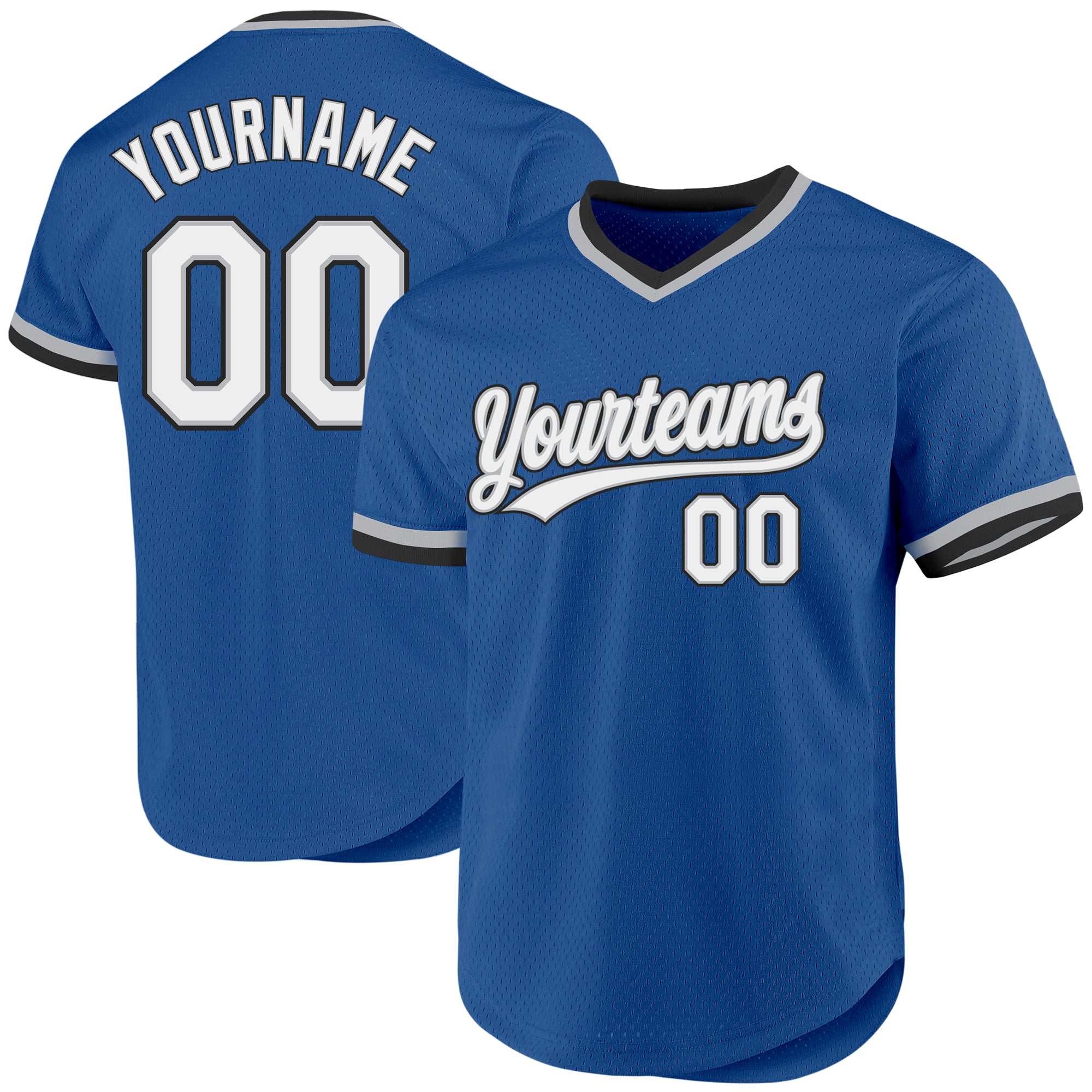Custom Name and Number Baseball Jersey - Personalized Blue Gray-Black Authentic Throwback Style Personalized Blue Gray-Black