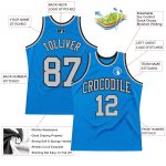 Personalized Authentic Basketball Jersey in Blue Gray and Black Throwback Style Personalized Blue Gray-Black Authentic Throwback