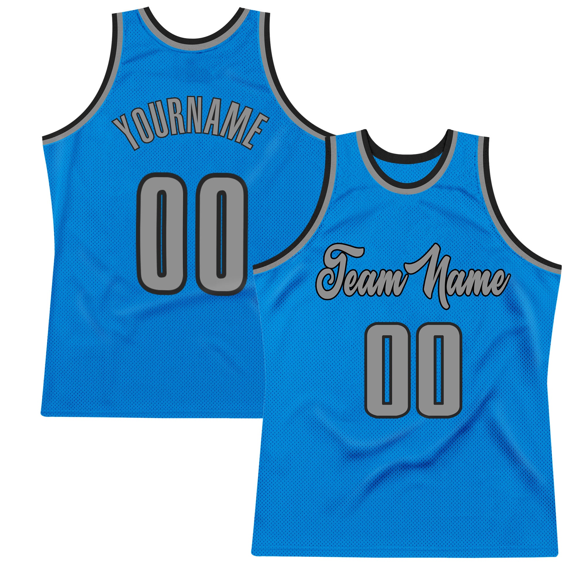 Custom Name and Number Personalized Basketball Jersey - Blue Gray Black Authentic Throwback Design Personalized Blue Gray-Black