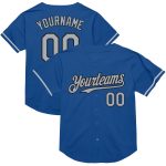 Custom Name and Number Personalized Blue Gray-Black Mesh Baseball Jersey - Authentic Throwback Style Personalized Blue Gray-Black
